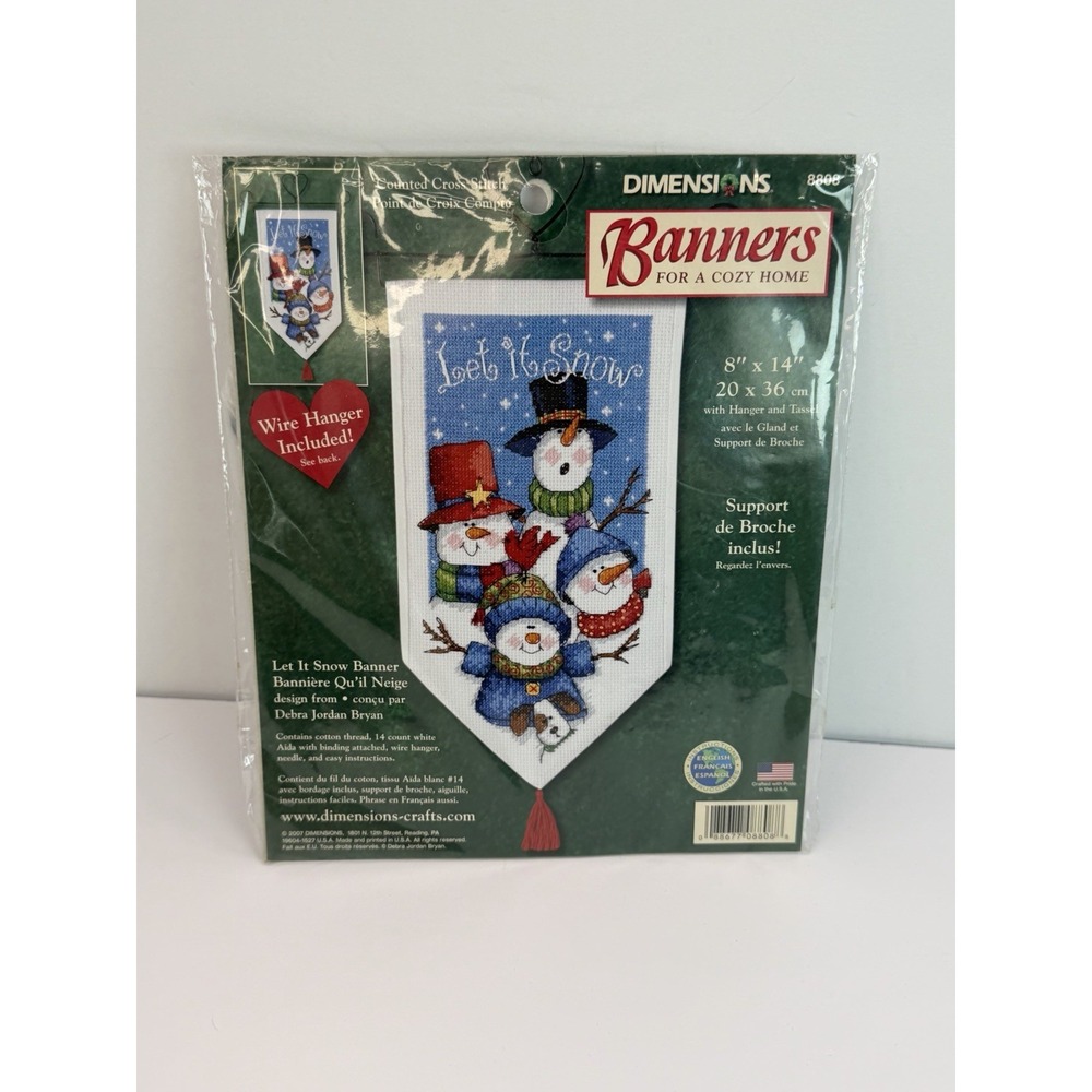 Dimensions Counted Cross Stitch KIT  Complete "Let It Snow" BANNER 8808 New